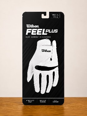 Guante de golf Wilson Feel Plus en su empaque